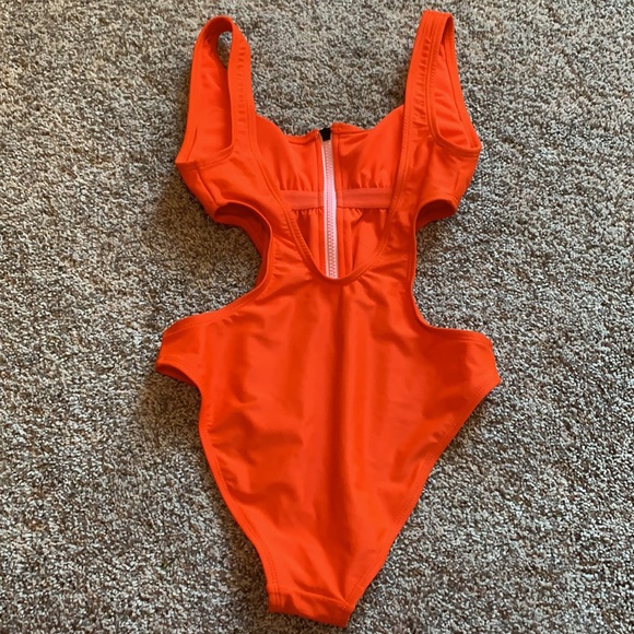 One Piece Zip Front Bathing Suit - Picture 2 of 8